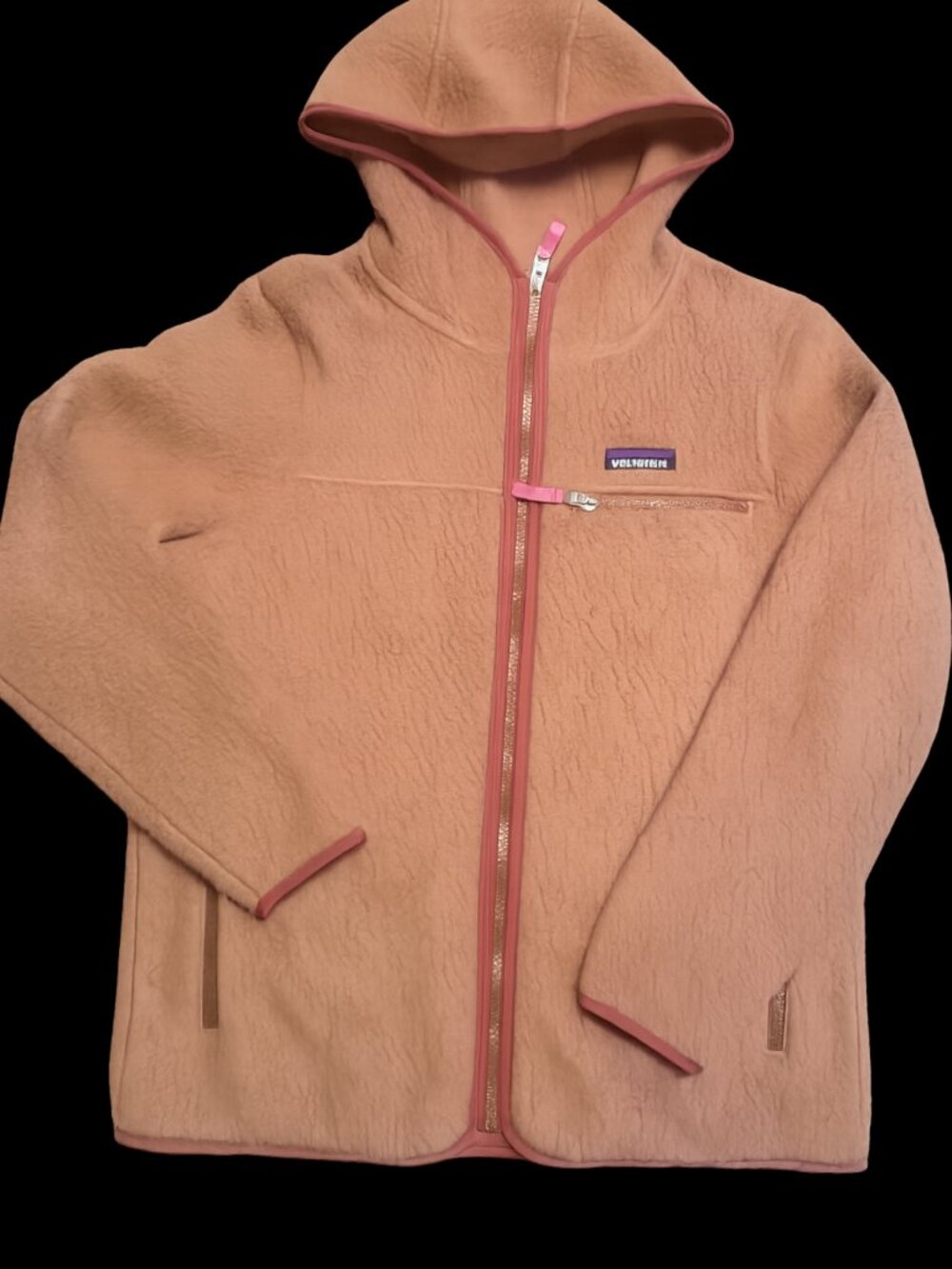 Patagonia Women’s Small Hooded Full Zip High Pile Fleece Jacket Brown Rose